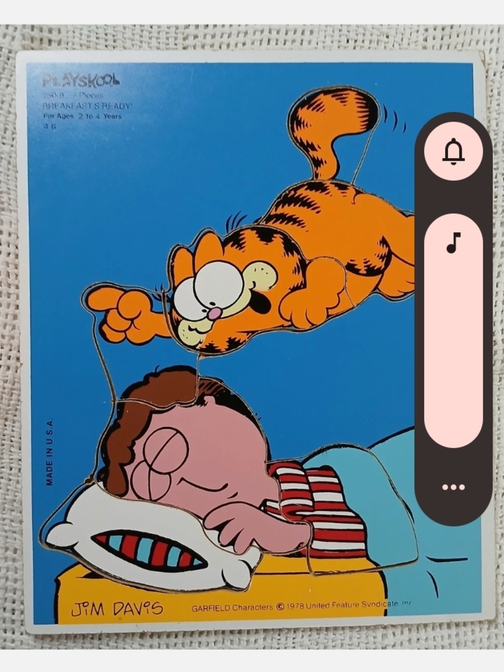 Playskool Garfield (Breakfast's Ready) Wooden Puzzle. Made In USA-1978